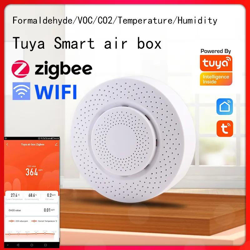 Zigbee/WIFI Tuya Smart Air Box Carbon Dioxide Detector CO2 Gas Sensor Formaldehyde VOC Temperature Humidity Sensor A